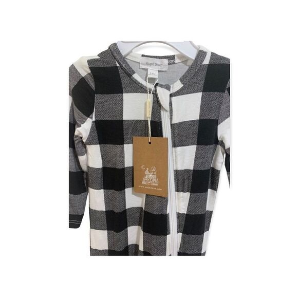 ANGEL DEAR - 2-WAY ZIPPER FOOTIE - BLACK PLAID BUFFALO, 3-6 months - Picture 3 of 3